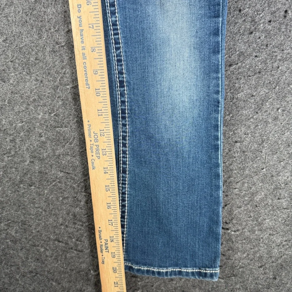 Wired Heart Girls Blue Bootcut Jeans Embroidered Cross Rhinestone Size 6